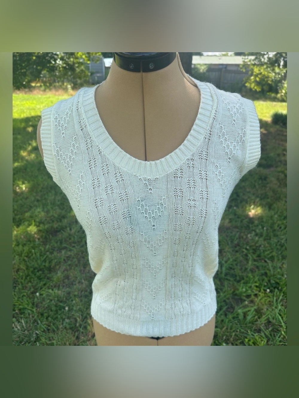 Robby Kent Women’s Vtg Sleeveless Knit Sweater Vest - Cream M